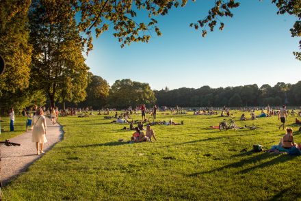 English Garden River Surfing Beer And Naked Sunbathing