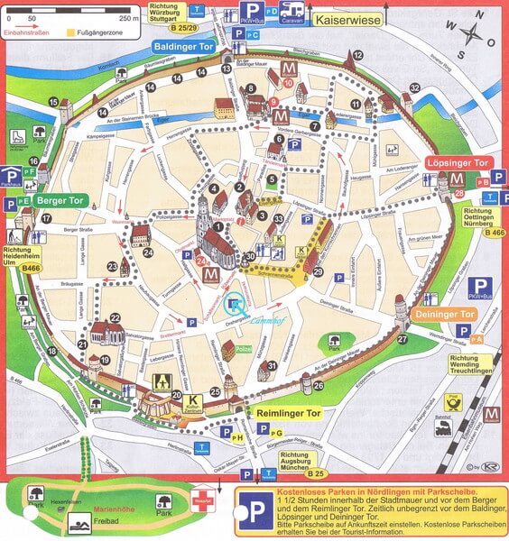 Mappa di Nordlingen : La strada romantica Germania