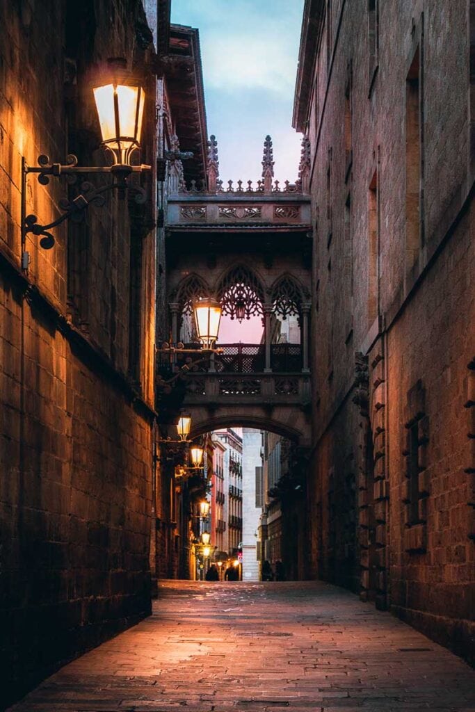  Carrer del Bisbe Bridge in Barcelona's Gothic Quarter