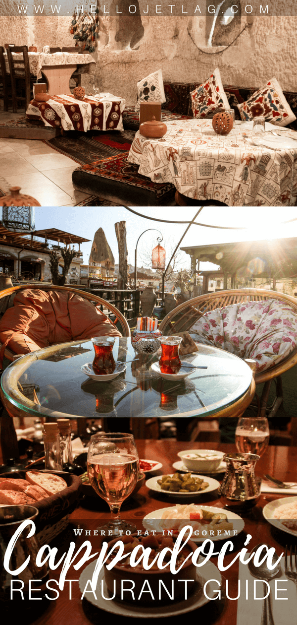 Where to eat in Goreme, Turkey // A list of 7 Cappadocia restaurants to check out, including where to find the most authentic pottery kebab, the prettiest patio to sip Turkish Tea, and where to get the best food. 