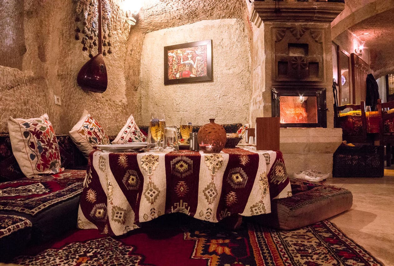 Where to eat in Goreme, Turkey // A list of 7 Cappadocia restaurants to check out, including where to find the most authentic pottery kebab, the prettiest patio to sip Turkish Tea, and where to get the best food. 