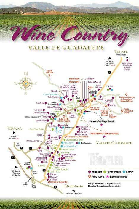 Valle de Guadalupe Winery Map