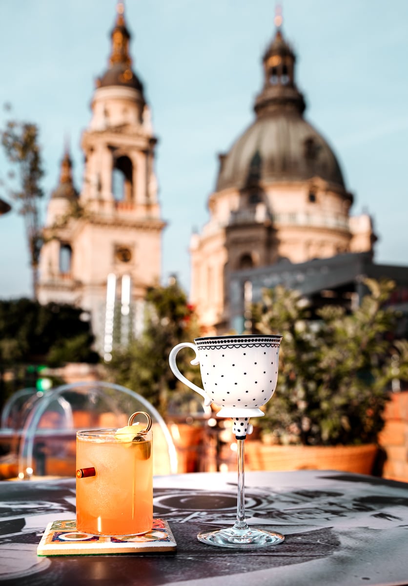 Drinks at High Note Sky Bar in Budapest 