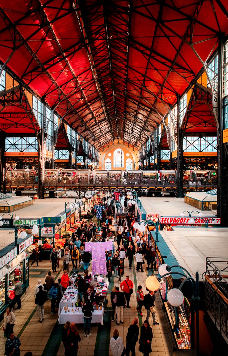 Overhead view of the Budapest Central Market Hall