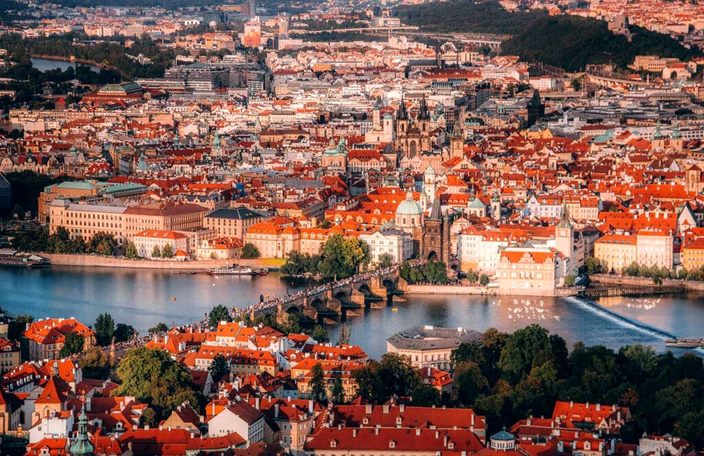 View from Petrin Lookout Tower in Prague 