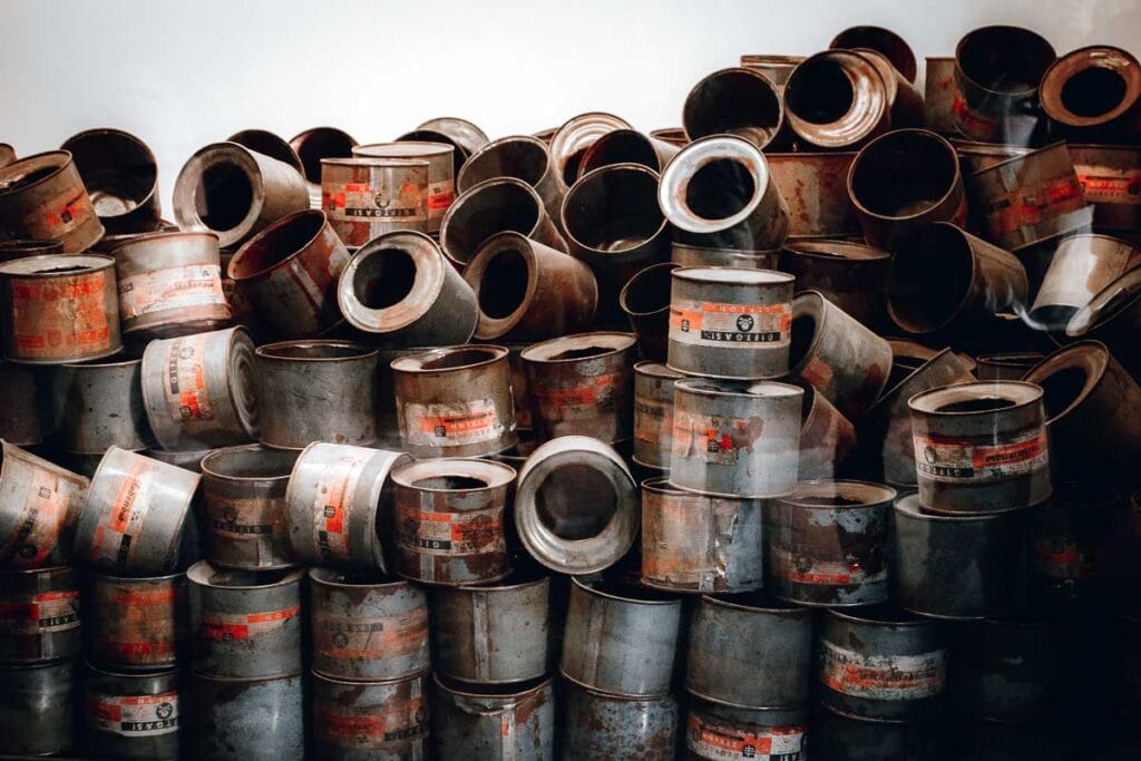 empty cans of Zyklon B at Auschwitz in Poland 